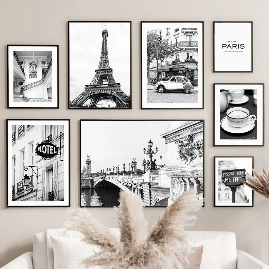 Home Decor White - Serviette de Paris noire et blanche,