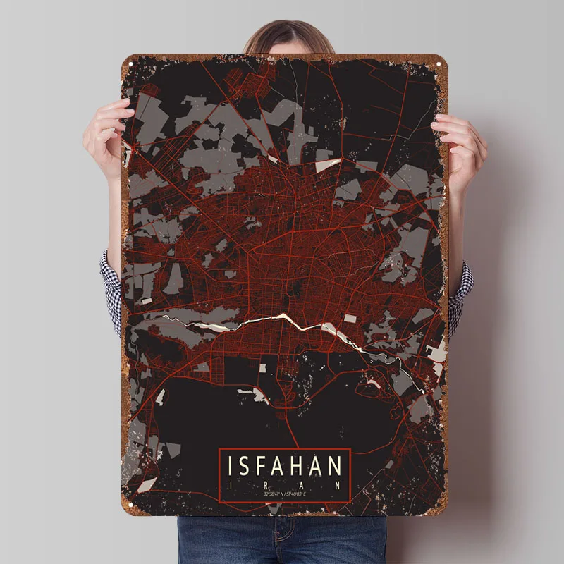 Home Decor Vector - Carte de la ville d'Isfahan, Iran,