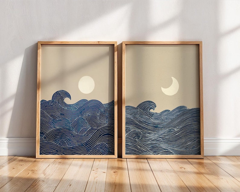 Home Decor Japandi Style - Lot de 2 impressions murales sur