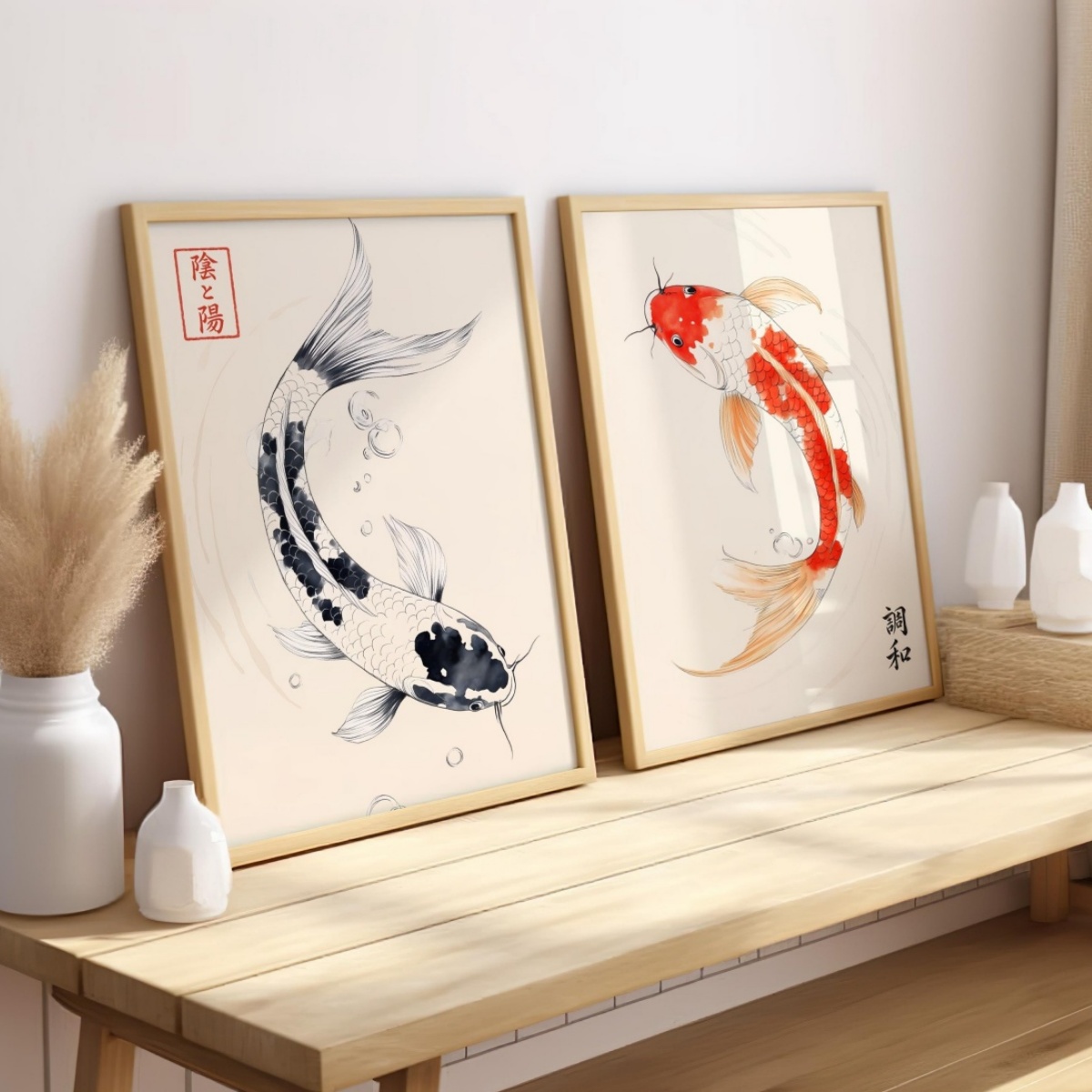 Home Decor Japandi Style - Lot de 2 affiches sur toile