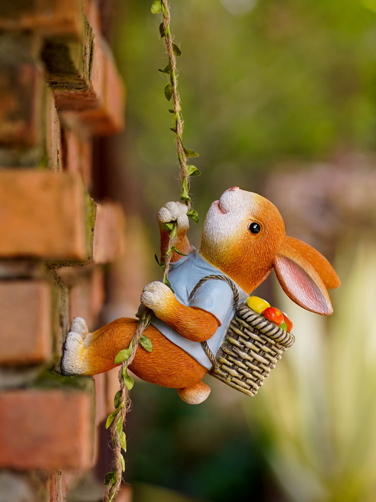 Home Decor Duck - Statue de lapin en résine portant