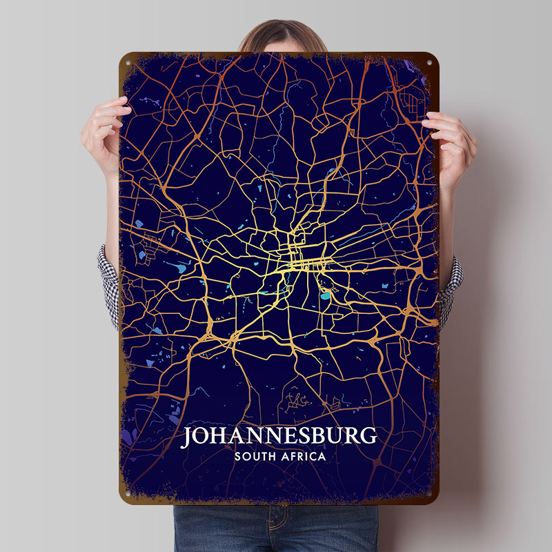 Home Decor Johannesburg - Affiche Carte de la Ville de