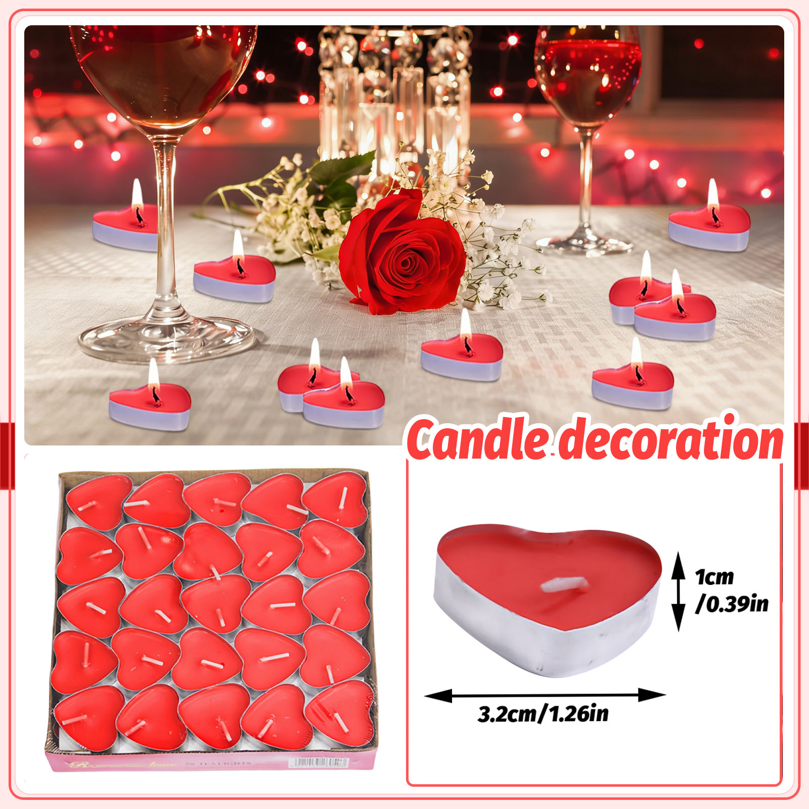 Bougies en forme de cœur, 50 p - Scented Candle Set avis et prix